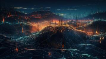 3d rendering abstract digital technology background. Network connection structure. Digital data visualization. photo