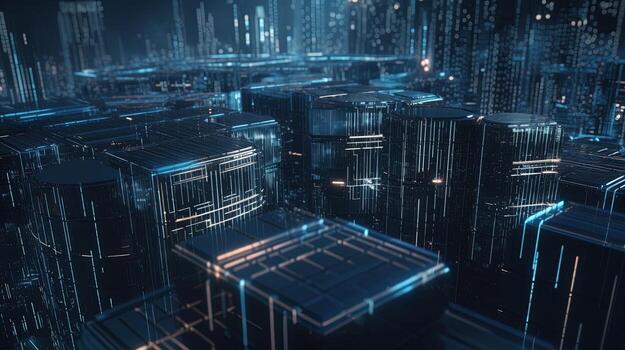 3d rendering of data storage concept. Computer generated abstract background,Digital data storage concept. photo