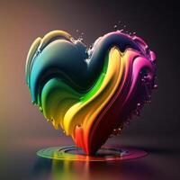 An illustration of a heart formed with rainbows photo