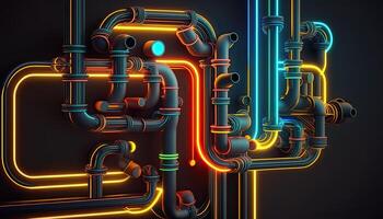 Abstract background with interlaced digital glitch and distortion effect. Futuristic cyberpunk design. Retro futurism, webpunk, Digital Illustration. photo