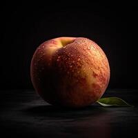 Striking Photography of Delicious Red Apple with Water Drops on Dark Background, . photo