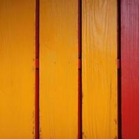 Top View of Chrome Yellow and Red Painted Wood Texture Background, . photo