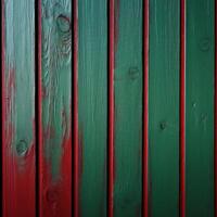 Texture of Red and Green Painted Plank or Wood Background, Top View. photo