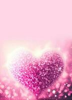 3D Render, Shiny Pink Glittery Heart Shape On Bokeh Backgorund. Love Concept. photo