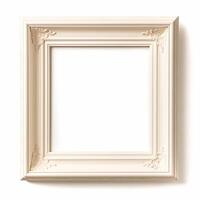 Empty vintage white wood square frame isolated on white background for wall art mockup, photo