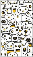 White and Yellow Doodle Monsters background vector