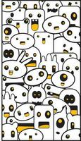 White and Yellow Doodle Monsters background vector