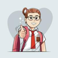 Back to School. Kid girl in school uniform showing like vector illustration free download