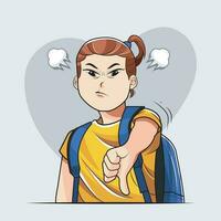 Back to School. Kid girl showing dislike vector illustration free download