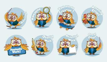 Set of Owl Teacher vector illustration pro download