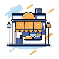 shop front in flat line art style vector