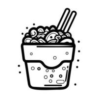 Hand Drawn instant noodles in doodle style vector