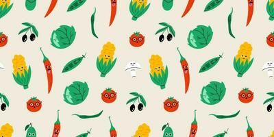 Food cute characters seamless pattern vector