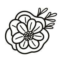 Hand Drawn flowers with twigs in doodle style vector