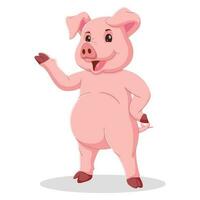 Cute pig cartoon presenting. Happy pig cartoon character isolated on white background. Vector illustration