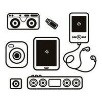 Hand Drawn electronic device in flat lay style vector