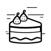 delicious cake in flat line art style vector