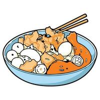 Hand Drawn Japanese food in doodle style vector