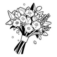 Hand Drawn flower bouquet in doodle style vector