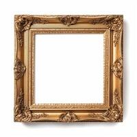 Empty antique wooden square frame for wall art mockup, photo