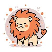 Hand Drawn cute lion in doodle style vector