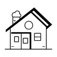 lovely house in flat line art style vector