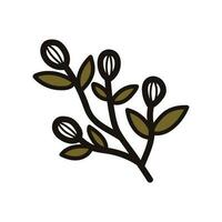 Hand Drawn flowers with twigs in doodle style vector