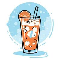 Hand Drawn refreshing juice in doodle style vector