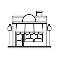 tienda frente en plano línea Arte estilo vector