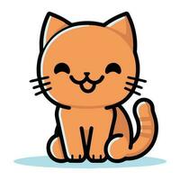 Hand Drawn cute cat in doodle style vector