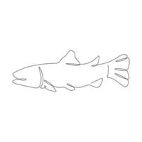 pescado continuo uno línea dibujo vector ilustración aislado en un blanco antecedentes.
