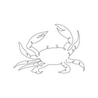 Continuous one simple single abstract line drawing of crab icon vector illustration concept