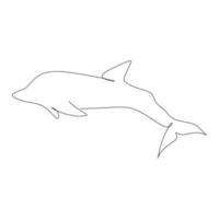 continuous line drawing of a dolphin on a white background. Vector illustration