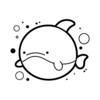 Hand Drawn cute dolphin in doodle style vector