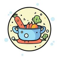 Hand Drawn healthy food in the pan in doodle style vector