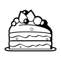 delicious cake in flat line art style vector