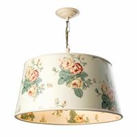 Vintage country style ceiling lamp with a floral lampshade design isolated on white background, interior design and cottage home decor, generative ai photo