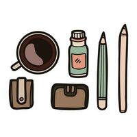 Hand Drawn stationery in flat lay style vector