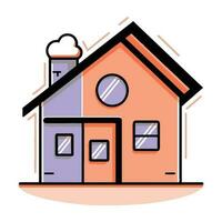 lovely house in flat line art style vector