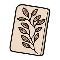 mano dibujado linda cuaderno con hojas en garabatear estilo vector