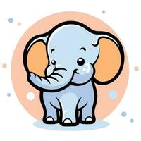 Hand Drawn cute elephant in doodle style vector