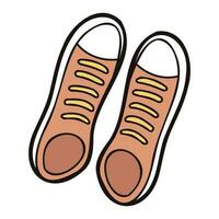 Hand Drawn cute sneakers in doodle style vector