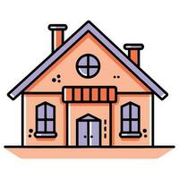 lovely house in flat line art style vector