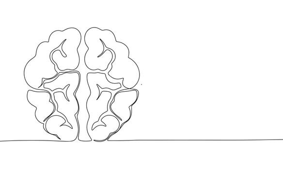 Brain isolated on white background. Line art brain. One line continuous vector illustration.