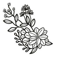 Hand Drawn flowers with twigs in doodle style vector