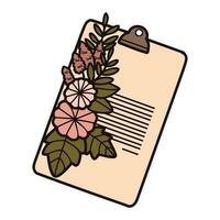 Hand Drawn cute notebook with leaves in doodle style vector