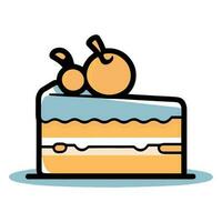 delicious cake in flat line art style vector