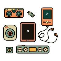 Hand Drawn electronic device in flat lay style vector