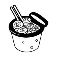 Hand Drawn instant noodles in doodle style vector