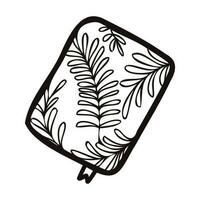 Hand Drawn cute notebook with leaves in doodle style vector